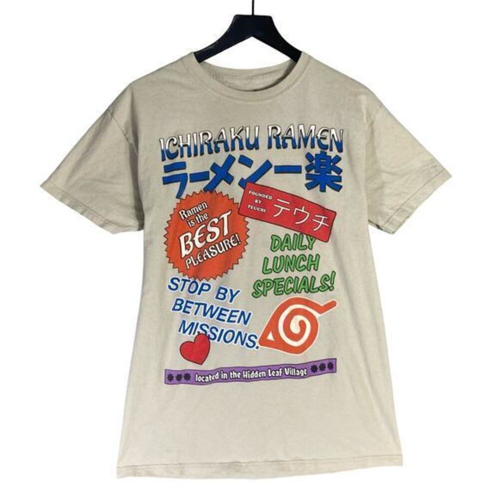 Ripple Junction Naruto Ichiraku Ramen Beige Graphic‎ T-Shirt Unisex M